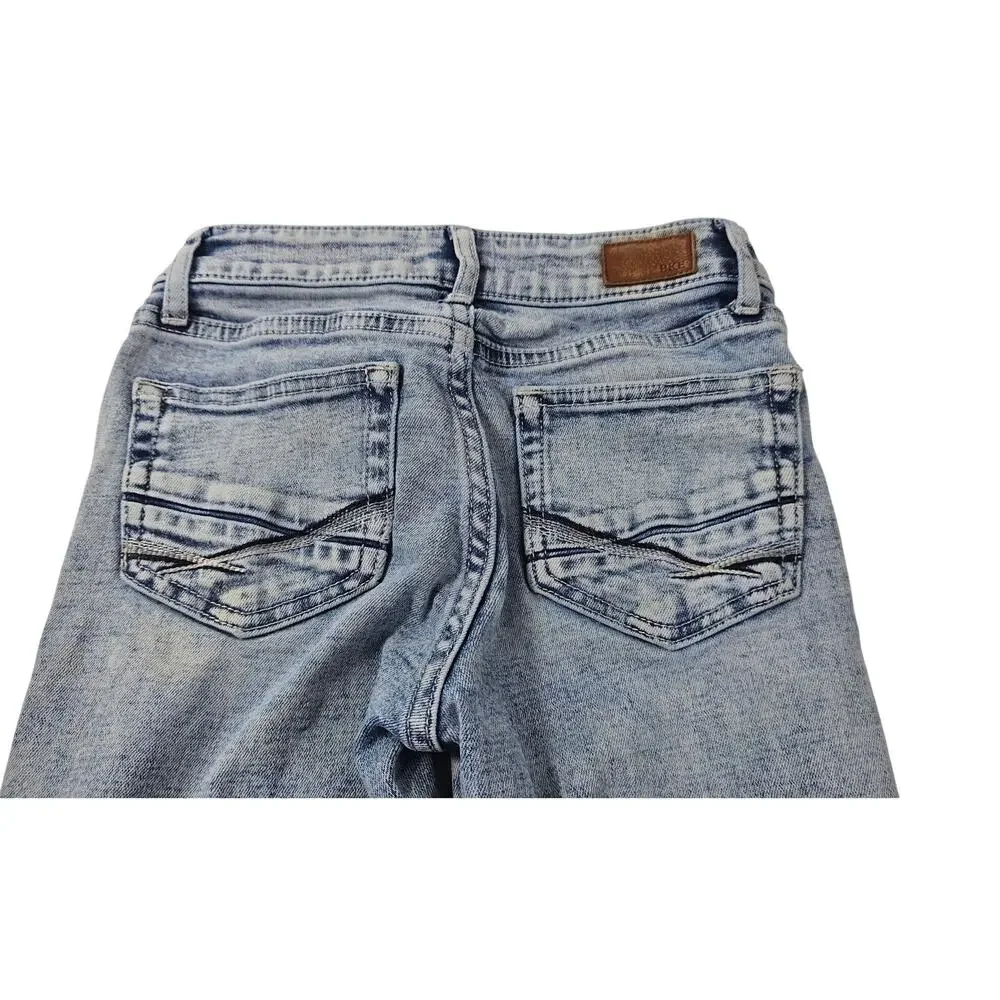 BKE girls flare light wash thick stitch blue jeans y2k comfort 10L 10 LONG #